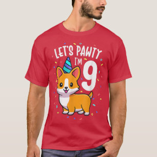 9 Years Old Corgi Dog Lover 9th Birthday Party Out T-Shirt