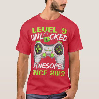 9 Years Old  Gamer Boy, Birthday 9 Level Unlocked  T-Shirt