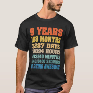 9 Years Old Gifts 9th Birthday  Vintage Retro  T-Shirt