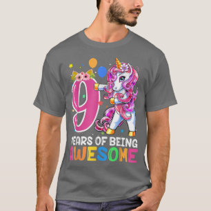 9 Years Old Gifts Awesome Unicorn Flossing 9th Bir T-Shirt