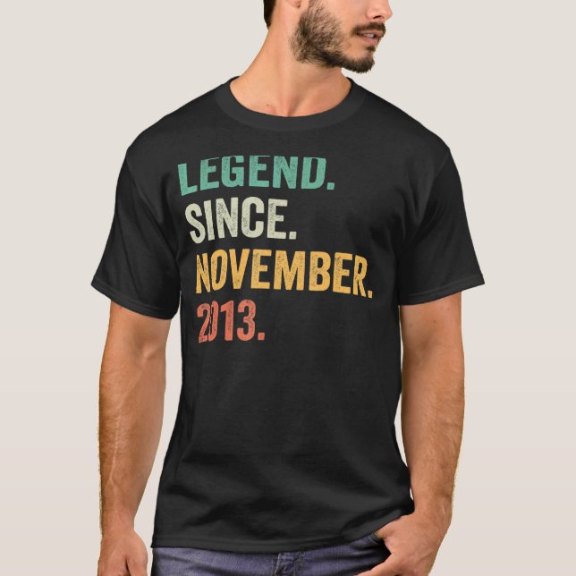 9 Years Old  Legend Since November 2013 9th Birthd T-Shirt (Front)