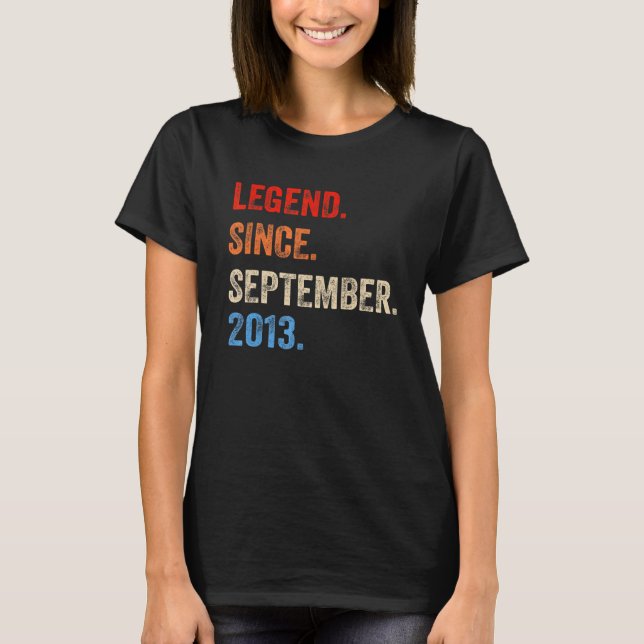 9 Years Old  Legend Since September 2013 9th Birth T-Shirt (Front)
