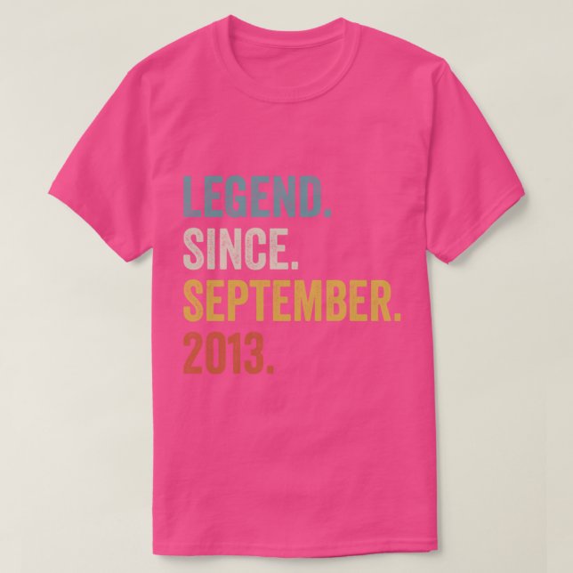 9 Years Old Legend Since September 2013 9th Birthd T-Shirt (Design Front)