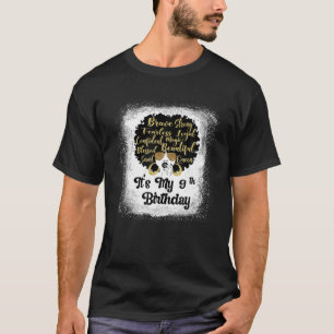 9 Years Old Leopard Melanin Girl It's My Birthday T-Shirt
