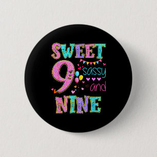 9 Years Old Sweet Sy And Nine Birthday Girl Donut 6 Cm Round Badge