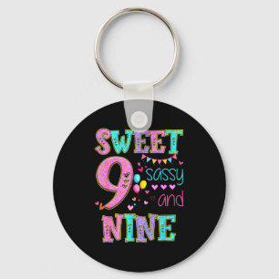 9 Years Old Sweet Sy And Nine Birthday Girl Donut Key Ring