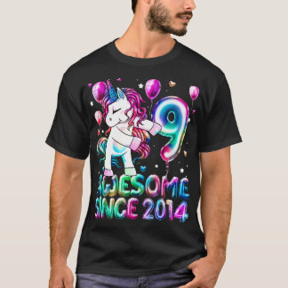 9 Years Old Unicorn Flossing 9th Birthday Girl Uni T-Shirt