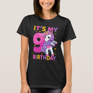 9 Years Old Unicorn Flossing 9th Birthday Party Gi T-Shirt