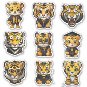 9 Yellow & Black College University Tiger Stickers