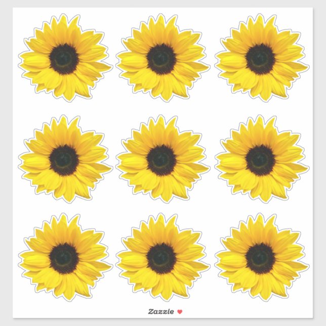 9 Yellow Sunflower Flower Kiss-Cut Stickers (Sheet)