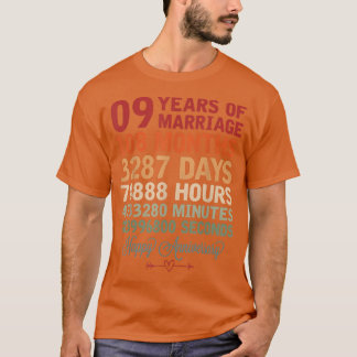 9 Yrs of Marriage Couple Countdown 9th Wedding Ann T-Shirt