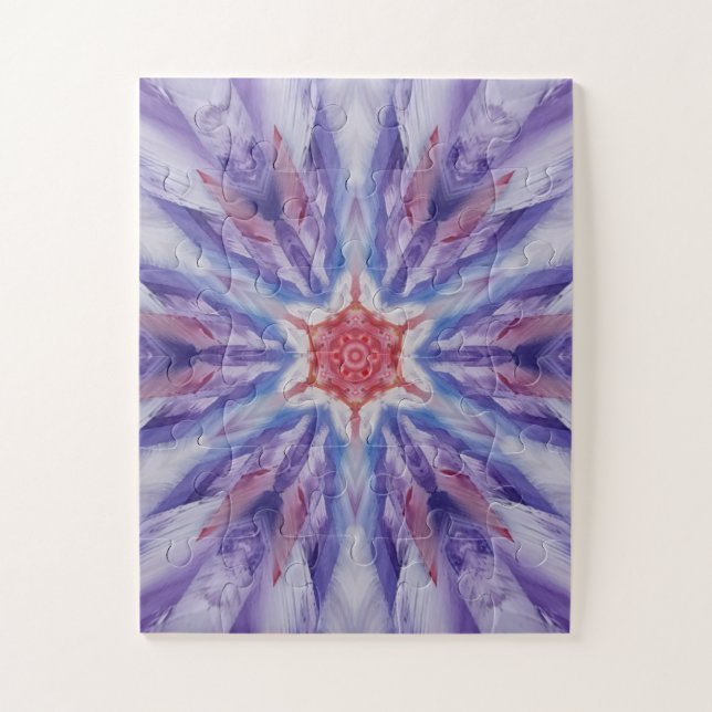 9A Unique Colourful Purple Red White Star Mandala Jigsaw Puzzle (Vertical)