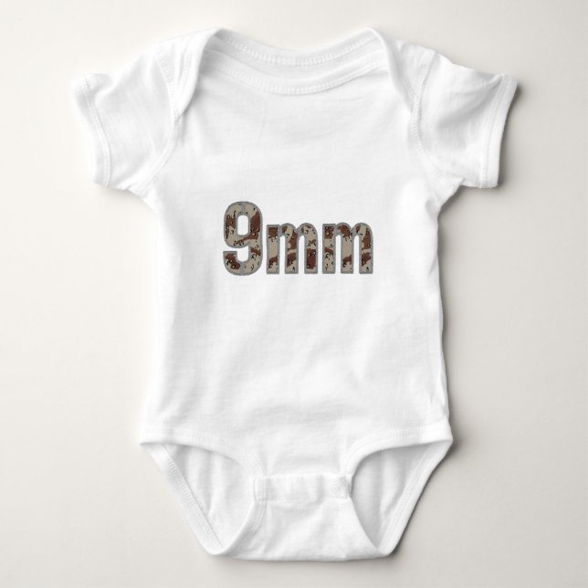 9mm ammo ammunition desert camo baby bodysuit (Front)