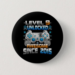 9th 9 Year Old Birthday Kids Boy Gamer 9 Yr Level 6 Cm Round Badge