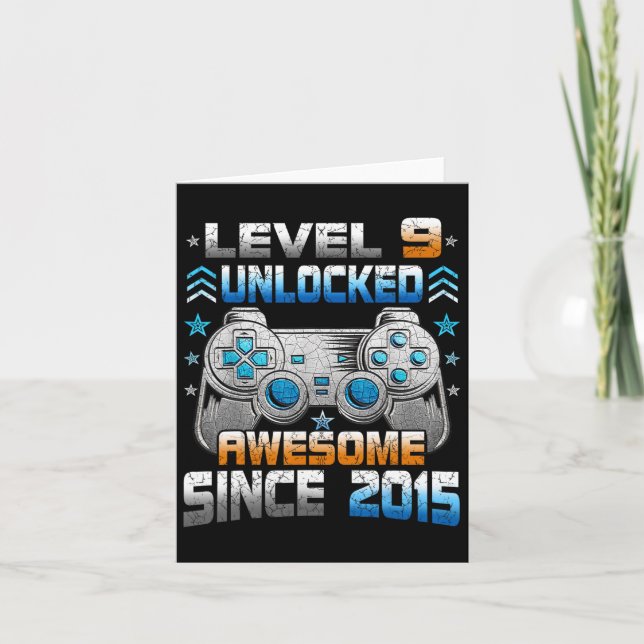9th 9 Year Old Birthday Kids Boy Gamer 9 Yr Level  Card (Front)
