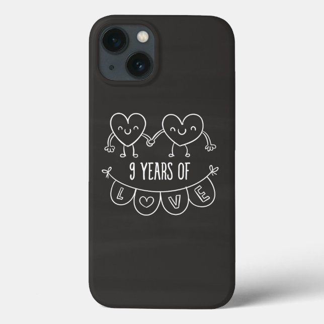 9th Anniversary Gift Chalk Hearts Case-Mate iPhone Case (Back)