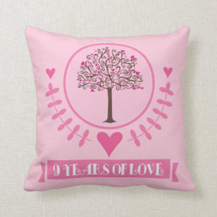 9th Anniversary Love Tree Throw PIllow