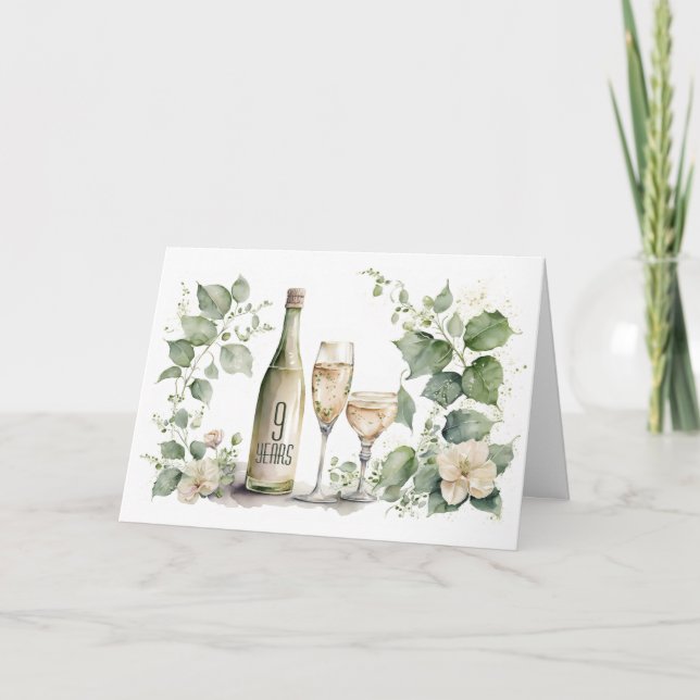 9th Anniversary Wine and Ivy  Card (Front)