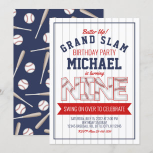 9th Baseball Birthday Invitation