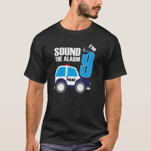 9th Birthday 9 Nine Year Old Police Car Cop Office T-Shirt