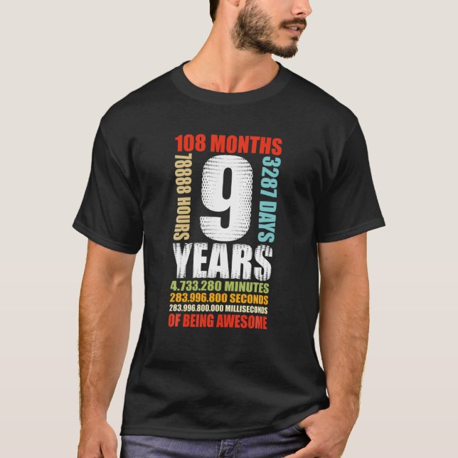 9Th Birthday 9 Year Old Boys Girls Kids Party Bein T-Shirt (Front)