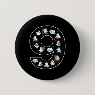 9th Birthday 9 Year Old Chicken Boys Girls Farmer  6 Cm Round Badge