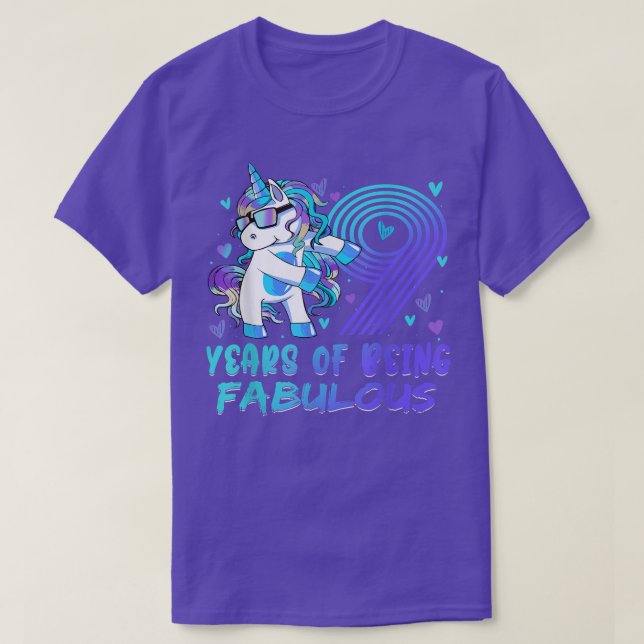 9th Birthday 9 Year Old Girl Flossing Princess Uni T-Shirt (Design Front)