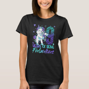 9th Birthday  9 Year Old Girl Flossing Unicorn Par T-Shirt