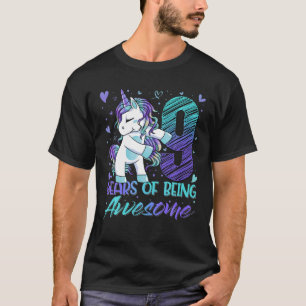 9Th Birthday 9 Year Old Girl Flossing Unicorn Part T-Shirt