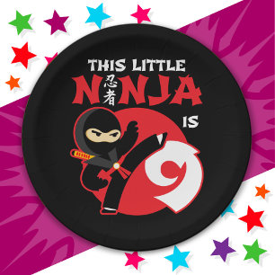 9th Birthday 9 Year Old Kids Party Little Ninja 9 Paper Plate