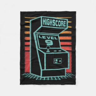 9th Birthday 9 Year Old Retro Gamer Level Up Unloc Fleece Blanket