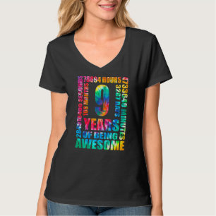 9th Birthday 9 Years Old Tie Dye Hippie 108 Months T-Shirt