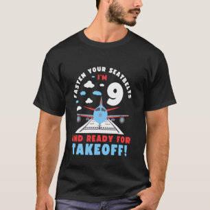 9th Birthday Aeroplane Take off 9 Bday Boys Kids F T-Shirt