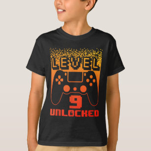 9th Birthday Art For Boys Level 9 Unlocked Gamer 9 T-Shirt