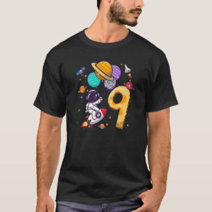 9th Birthday Astronaut Space Balloons 9 Years Old T-Shirt