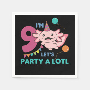 9th Birthday Axolotl Nine Year Old Cute Axolotls Napkin