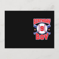 9th Birthday Baseball Big Number Nine 9 Year Old