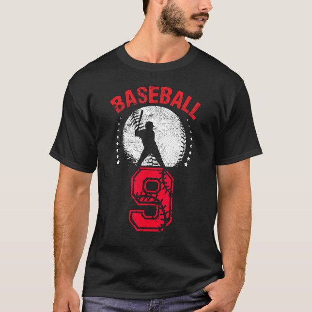 9th birthday baseball boys kids 9 Years Old T-Shirt (Front)