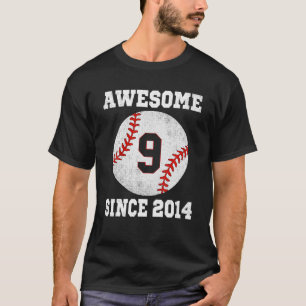 9Th Birthday Baseball Player 9 Years Old Vintage S T-Shirt