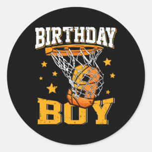 9th Birthday Basketball Boy 9 Year Old Basketball  Classic Round Sticker