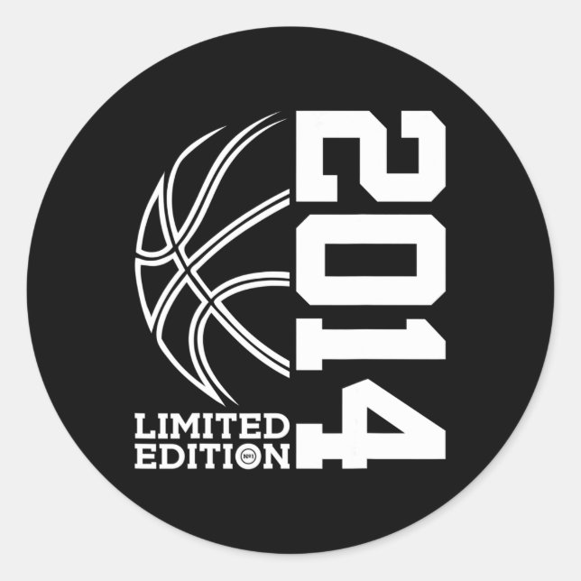 9th Birthday Basketball Limited Edition 2014 1 Classic Round Sticker (Front)