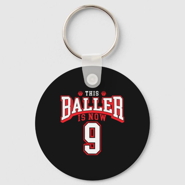 9th Birthday Basketball Lover 9 Years Old Bday  Key Ring (Front)