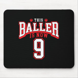 9th Birthday Basketball Lover 9 Years Old Bday  Mouse Mat