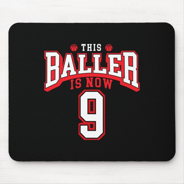 9th Birthday Basketball Lover 9 Years Old Bday  Mouse Mat (Front)