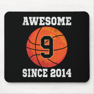 9th Birthday Basketball Lover 9 Years Old Vintage Mouse Mat