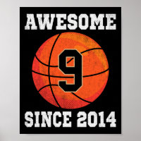 9th Birthday Basketball Lover 9 Years Old Vintage 