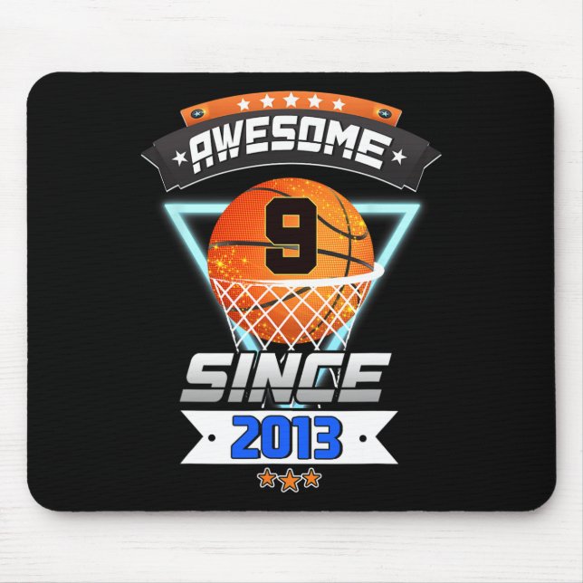 9th Birthday  Basketball Player 9 Years Old Boy Gi Mouse Mat (Front)