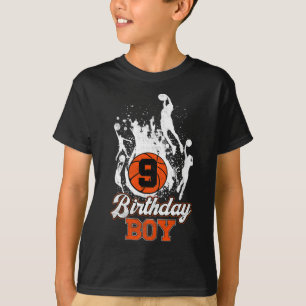 9th Birthday Basketball Theme Birthday Boy 9Yrs Ol T-Shirt