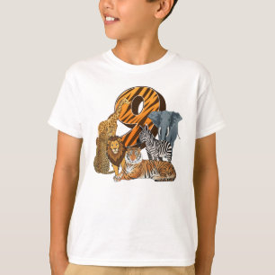 9th Birthday Birthday Lion, Tiger, Elephant, Zebra T-Shirt