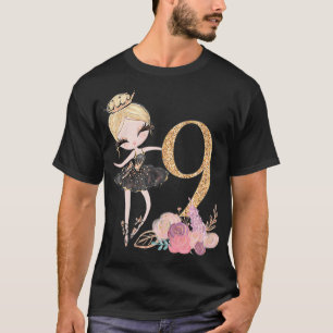9th Birthday Blonde Ballerina Party Nine Kids Ball T-Shirt